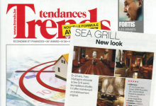 Article paru dans le Trends sur le Sea Grill de Mattagne à Bruxelles, décoration Cara Design